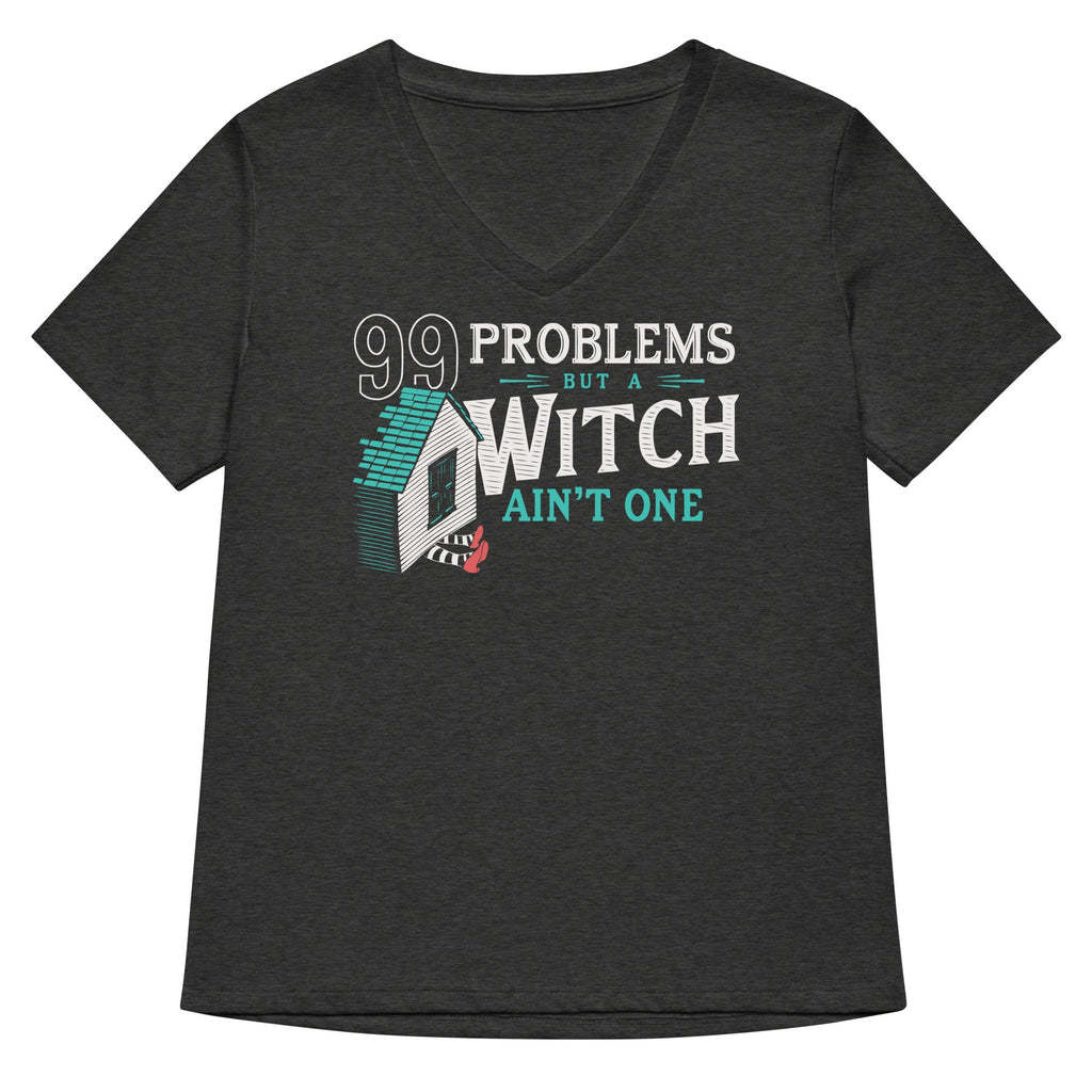 99 Problems But A Witch Ain't One Women's V-Neck Tee product image 3