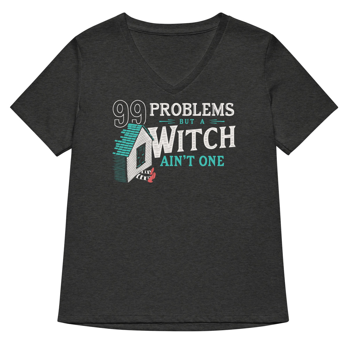 99 Problems But A Witch Ain't One Women's V-Neck Tee product image 3