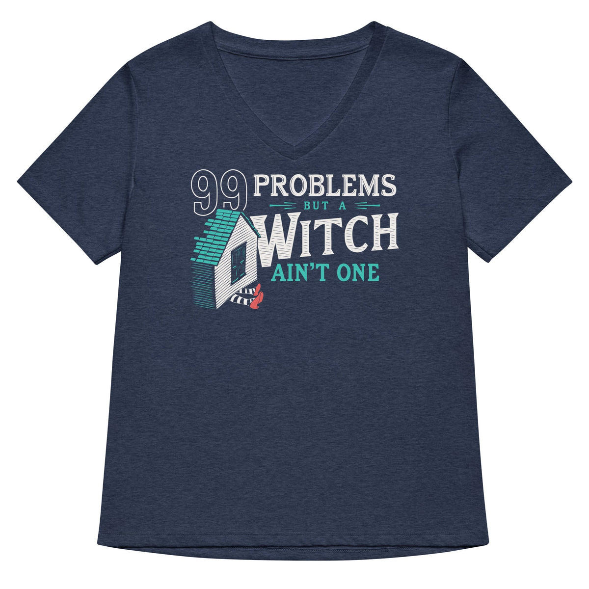 99 Problems But A Witch Ain't One Women's V-Neck Tee product image 2