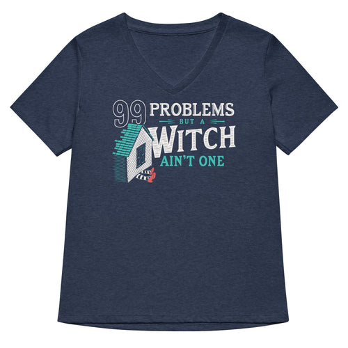 99 Problems But A Witch Ain't One Women's V-Neck Tee product image 2