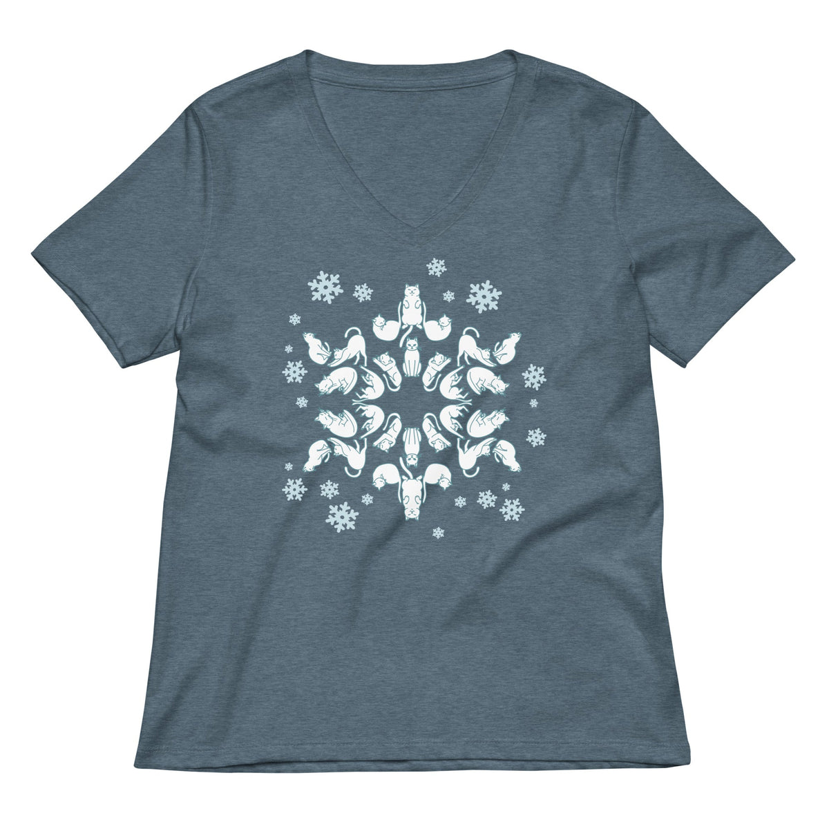 Cat Snowflake Women's V-Neck Tee product image 4
