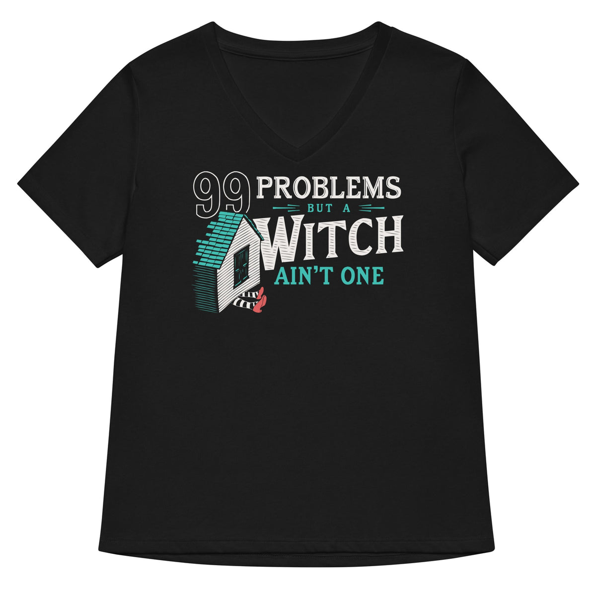 99 Problems But A Witch Ain't One Women's V-Neck Tee product image 1