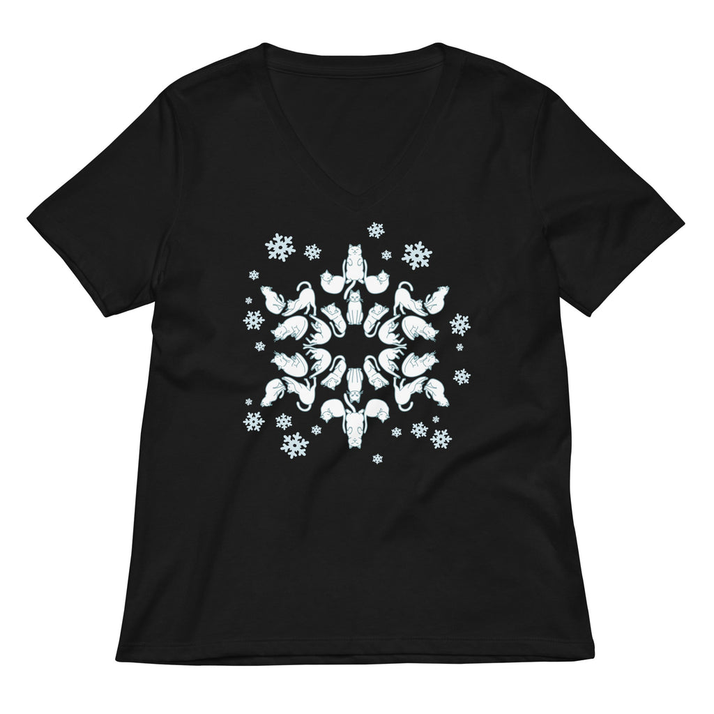 Cat Snowflake Women's V-Neck Tee product image 1
