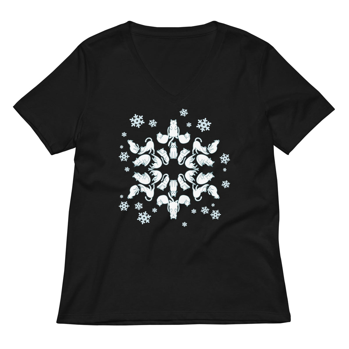 Cat Snowflake Women's V-Neck Tee product image 1